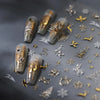Gold Snowflake & Snowman 3D Self-Adhesive Christmas Nail Stickers with Rhinestones, 10.3 x 8 cm (4.06 x 3.15 in) Sheet