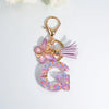 Sequin Letter Keychain with Tassel & Butterfly Charm – Initial A-Z Resin Keyring for Women, Bag & Car (55mm / 2.2 in)