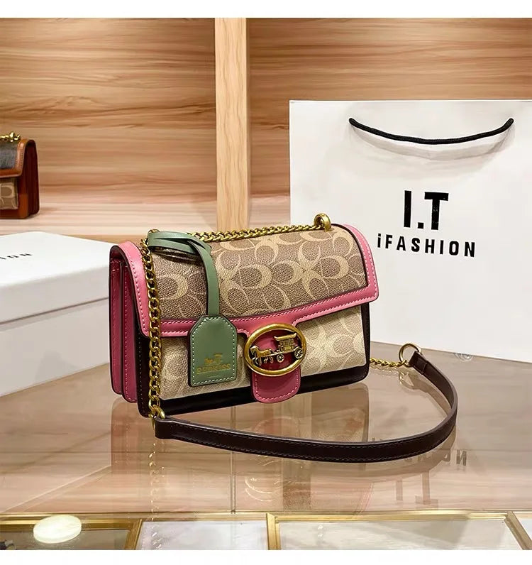 Minimalist Contrast Color Small Box Crossbody Bag for Women High-End Portable Satchel