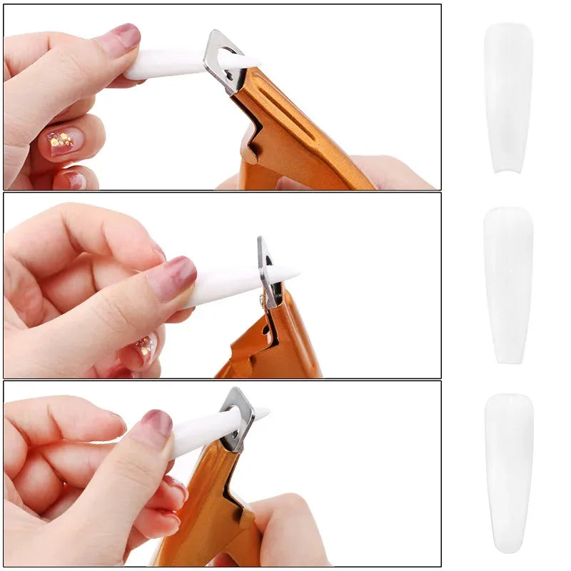 Stainless Steel False Nail Clippers & Nippers – Pointed U-Type Acrylic Edge Trimmer for Press-On Nails