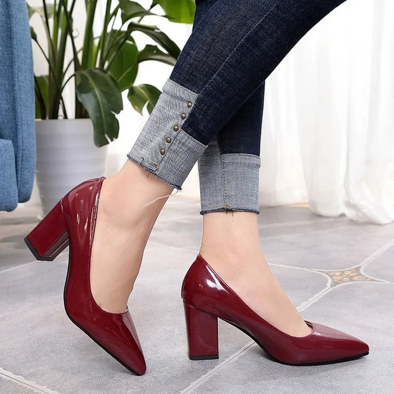 Women's Pointed Toe Platform Pumps – Korean Style Thin Heel Office Heels