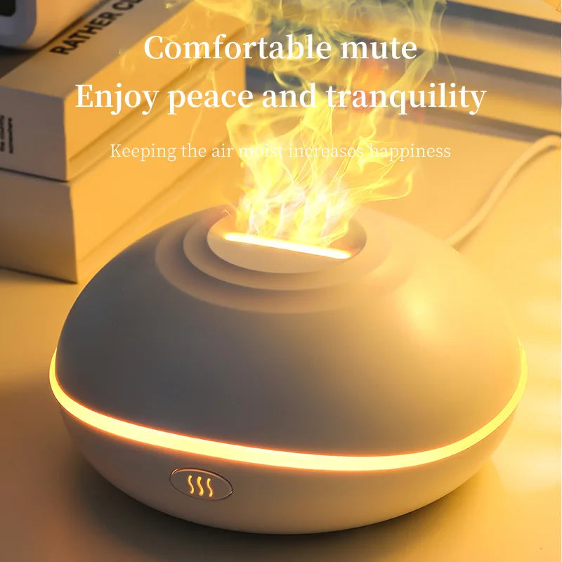 Portable 200ml (6.8 fl oz) USB Aroma Diffuser & Essential Oil Lamp — Mini Air Humidifier with Color Flame Night Light