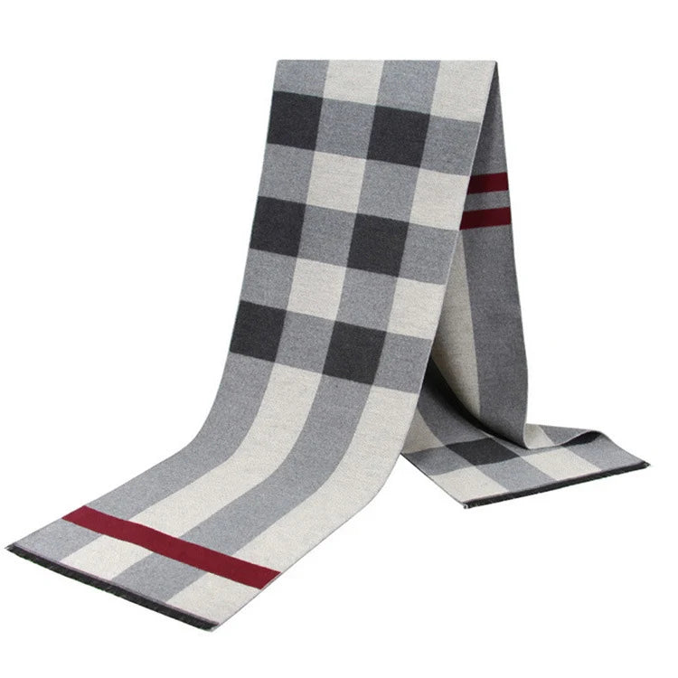 Men's Cashmere-Feel Scarf 180 x 31 cm (71 x 12 in) Plaid Stripe Pashmina Shawl Warm Winter