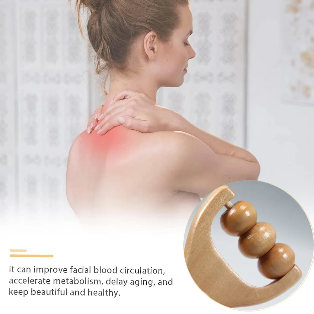 1-Pack Wooden Massage Roller - Handheld Trigger Point Massager for Neck, Back, Shoulders, Arms & Legs