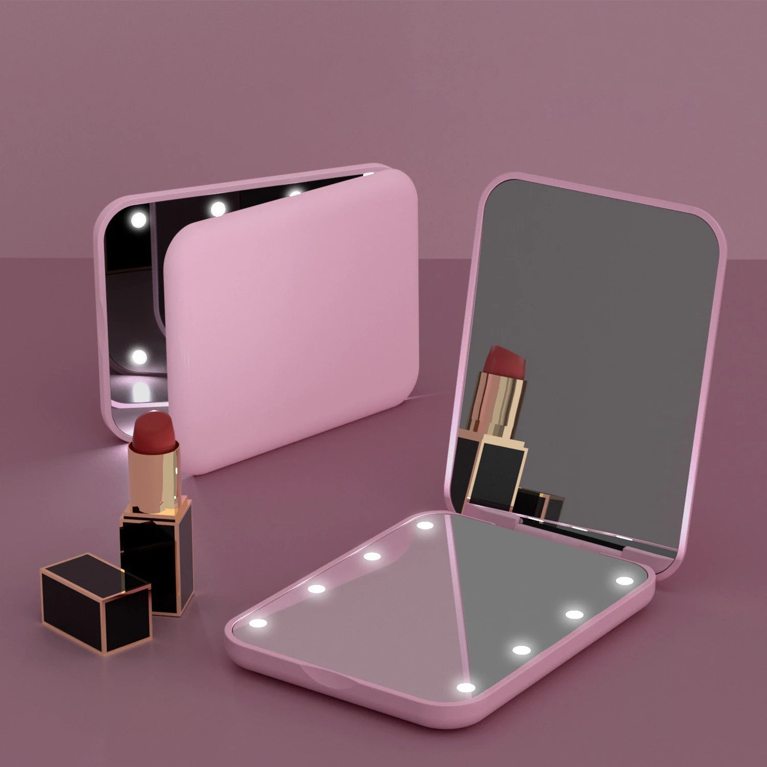 Mini LED Portable Foldable Pocket Makeup Mirror 1X/2X Magnifying Vanity Mirror
