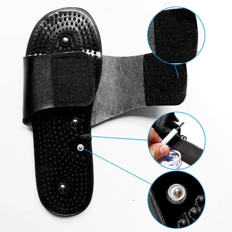TENS EMS Foot Massage Slippers - Foot Reflexology Electrode Therapy for Acupuncture & Relaxation