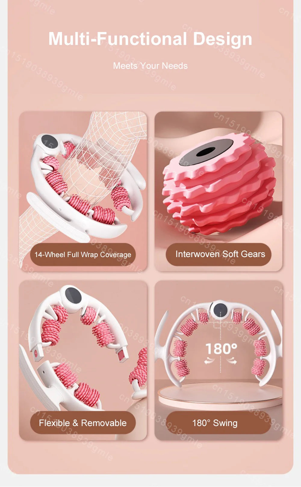 8-Wheel Full-Coverage Manual Massage Roller – Deep Tissue Leg, Arm & Waist Massager