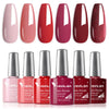 Hema-Free TPO-Free Gel Nail Polish 7.5ml, Glitter Jelly & Nude Shades, Soak-Off UV/LED Full Coverage French