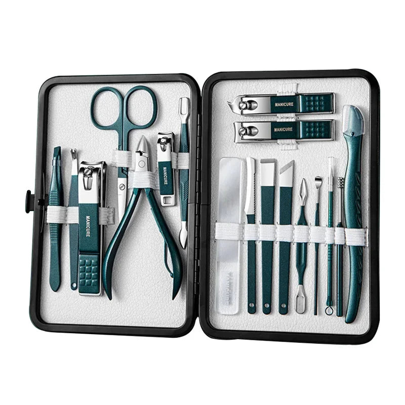 18-Piece Nail Care Set – Portable Carbon Steel Manicure & Pedicure Clippers, Scissors and Trimmers for Men & Women