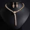 Micro Zircon Serpentine Snake Necklace & Earrings Set – Copper Cubic Zirconia Bridal Jewelry for Women