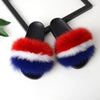 Real Fox Fur Slides for Women Luxury Furry Flat Slide Sandals