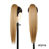 Long Ombre Blonde Synthetic Clip-In Braided Wavy Ponytail Hairpiece — Black to Brown Hair Extension