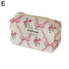 Quilted Bow & Flower Makeup Bag – Zipper Cosmetic Organizer Pouch, Portable Toiletry Clutch for Women & Girls