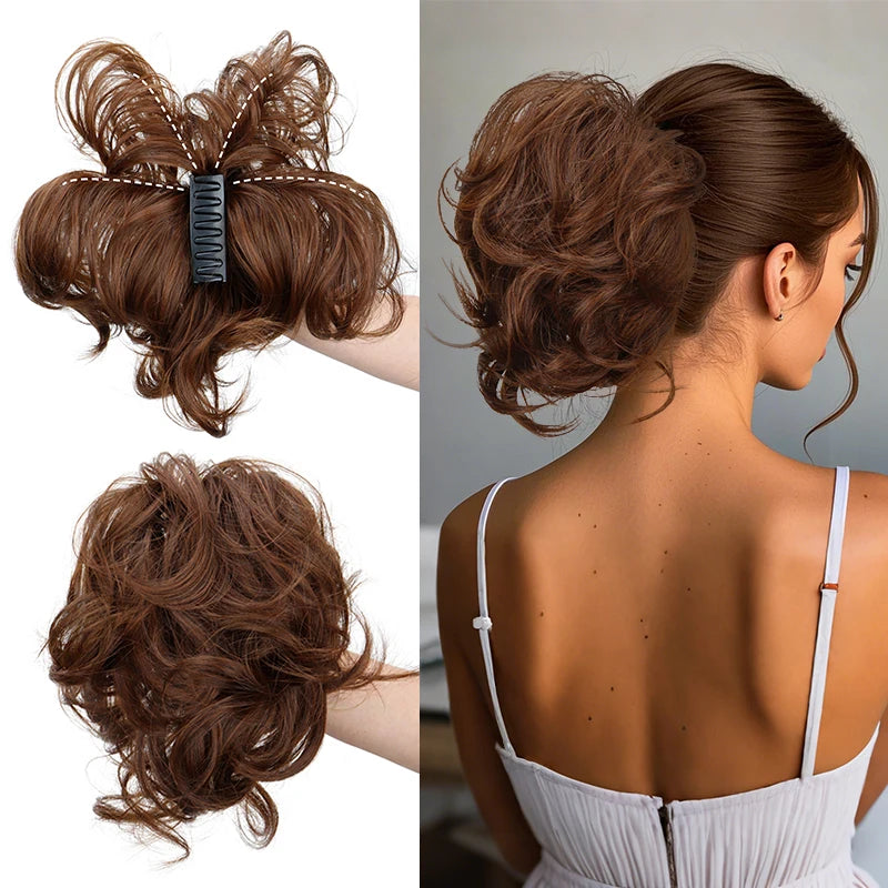 WIGSIN Curly Clip-In Ponytail Hair Extension Adjustable Claw Clip Synthetic High-Temp Fiber 100g (3.5 oz)