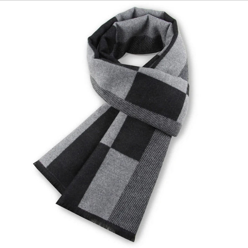 Men's Cashmere-Feel Scarf 180 x 31 cm (71 x 12 in) Plaid Stripe Pashmina Shawl Warm Winter
