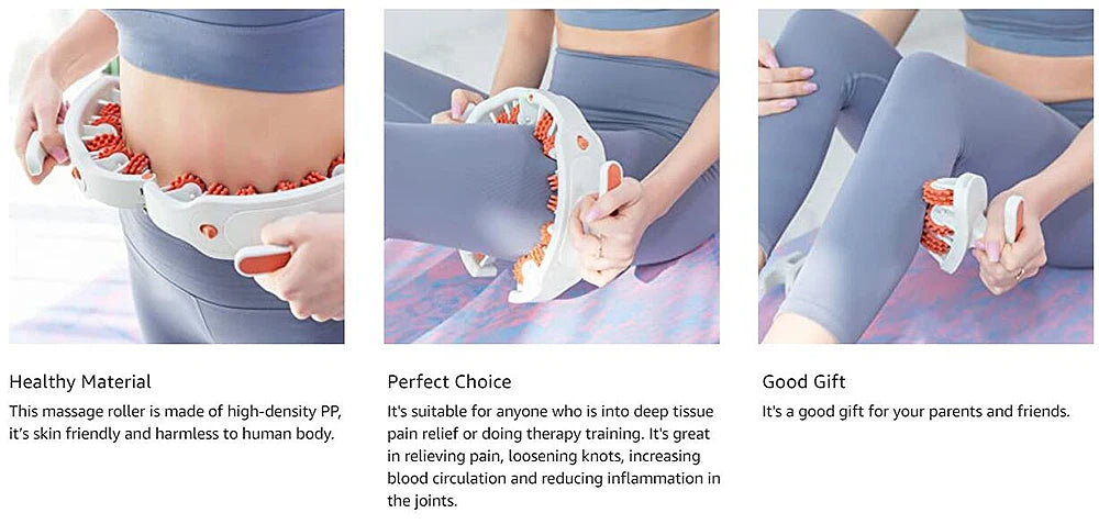 Anti-Cellulite Body Massage Roller - Manual Muscle Massager for Neck, Shoulders, Back, Arms & Legs