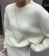 Women’s Plush Knit Pullover – Round Neck Loose Short Warm Sweater, Full Sleeve Autumn/Winter