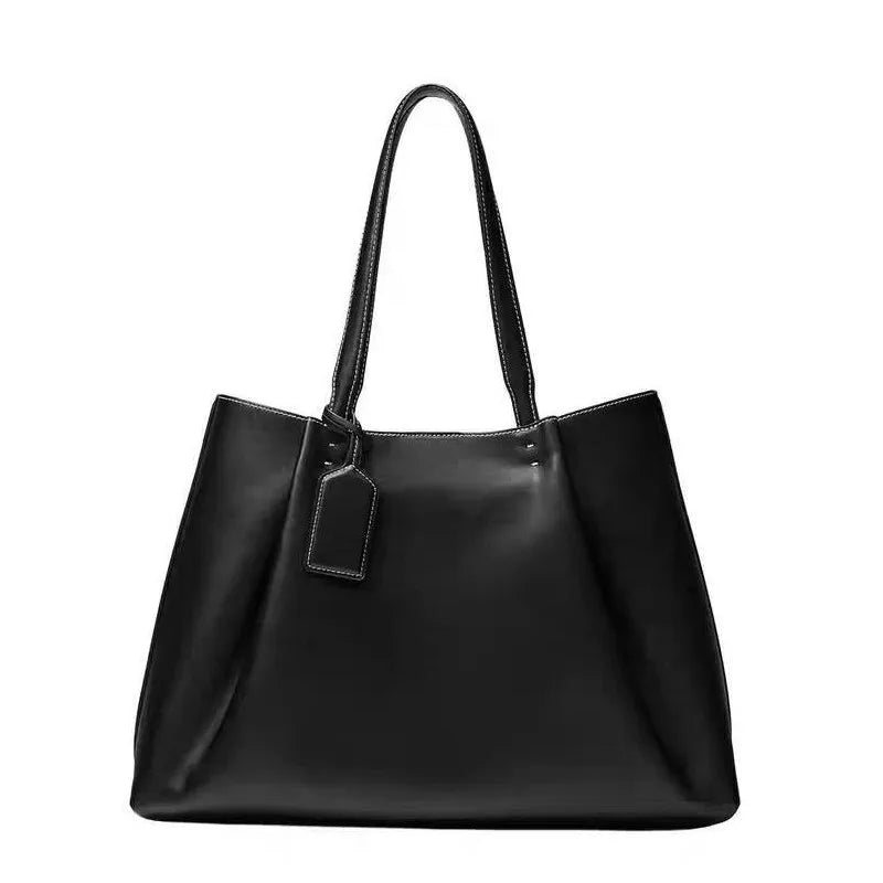 Large Ruched PU Leather Shoulder & Crossbody Bag - Bucket Tote Clutch (32 x 45 x 17 cm / 12.6 x 17.7 x 6.7 in)