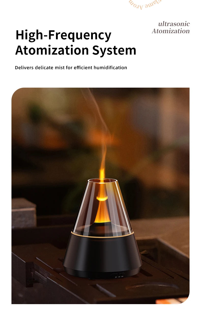 NEWSTYLE Simulated Flame Aroma Diffuser – Bonfire LED Ultrasonic Cool Mist Humidifier & Essential Oil Diffuser, 280ml (9.5 fl oz) with Remote