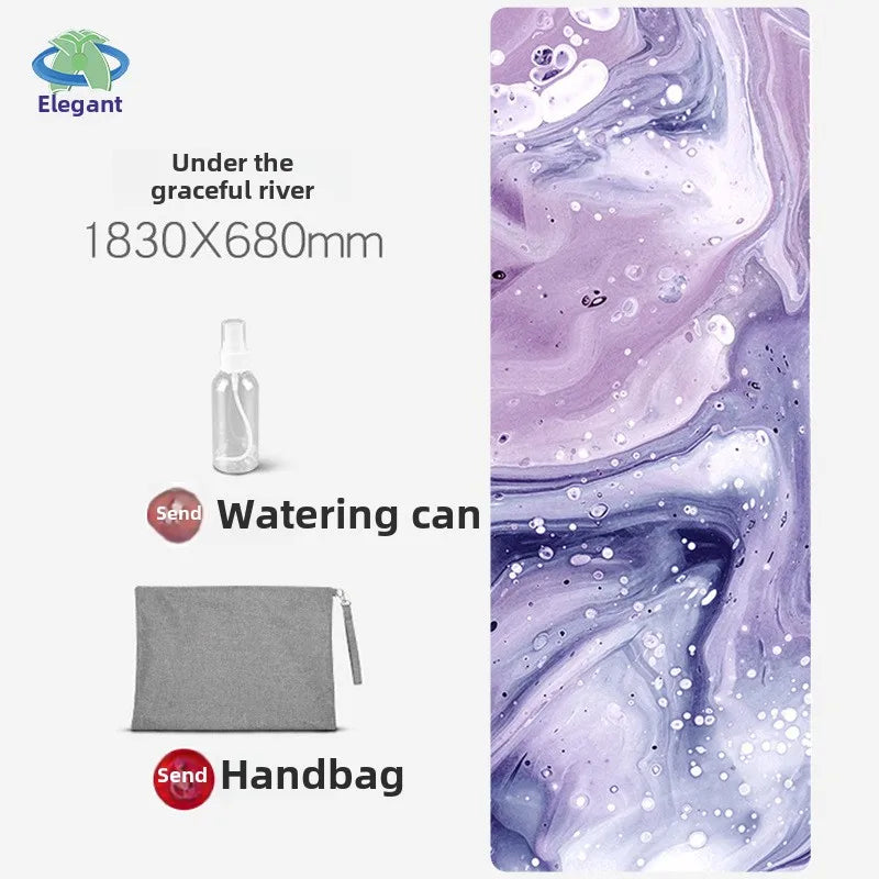 Suede Chamois Yoga Mat 183 x 68 cm (72 x 26.8 in) - Portable Foldable Non‑Slip Exercise Mat for Yoga, Dance & Jump Rope