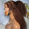 180% Density 26-Inch (66 cm) Glueless Kinky Curly Lace Front Wig, Brown Natural Hairline, Pre-Plucked with Baby Hair