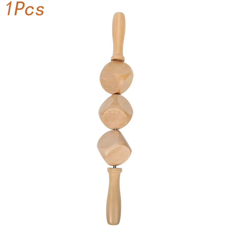 Wood Therapy Massage Roller and Gua Sha - Wooden Anti-Cellulite Slimming Massager for Body, Back & Feet