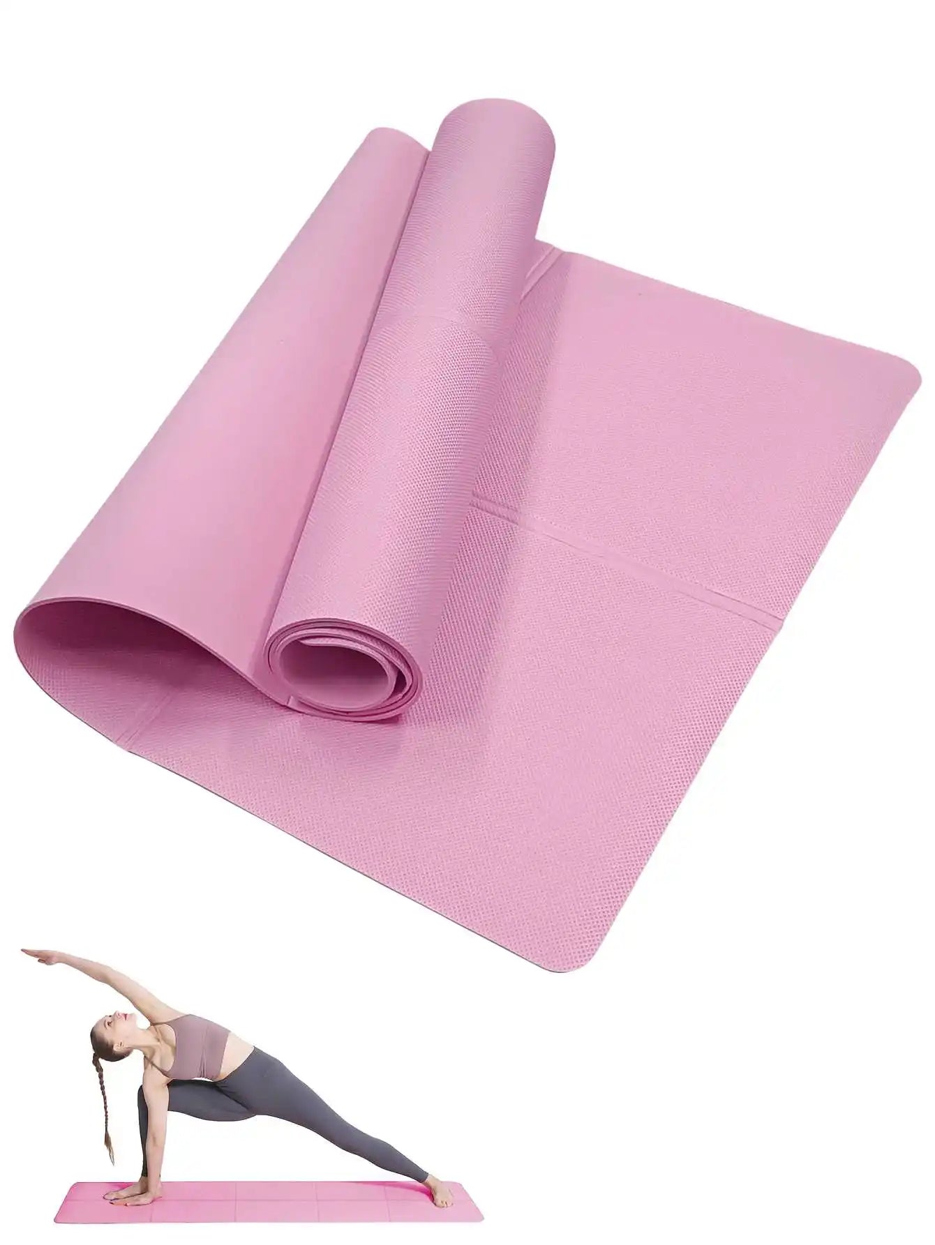Non-Slip Yoga & Pilates Mat 173 x 60 cm (68 x 24 in) — 3/4/6 mm Travel Exercise Mat for Women Home Gym