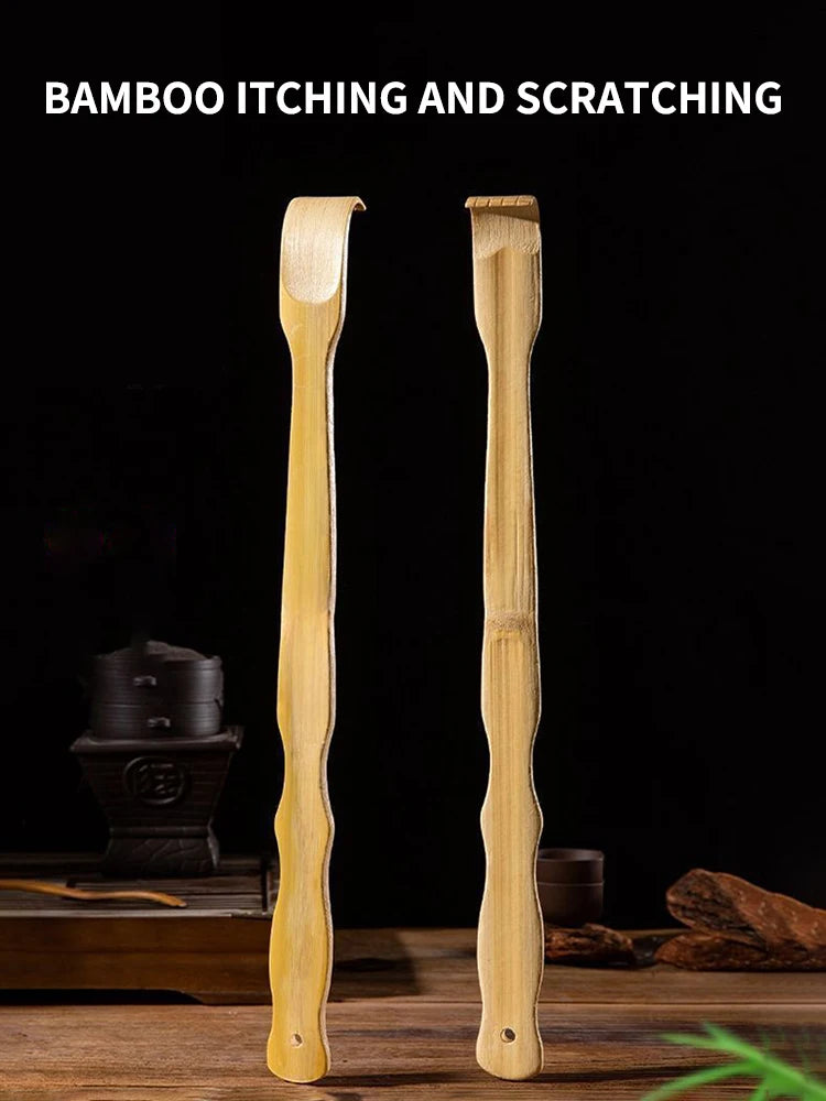 Bamboo Back Scratcher Stick with Massage Roller – Long Wooden Back Scratcher for Men & Women