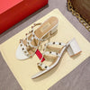 Women's Gladiator Heeled Sandals Patent Leather with Silver Rivets — 6cm Square Heel, Summer Dress Shoes