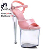 Women's Apricot Crystal Platform Pole Dance Heels 20cm (8in) Transparent Bridal Sandals