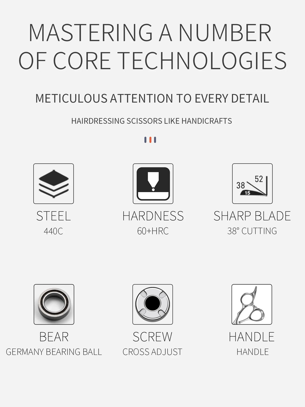 Titan Hairdressing Scissors 6-Inch Professional Barber Cutting & Thinning Shears