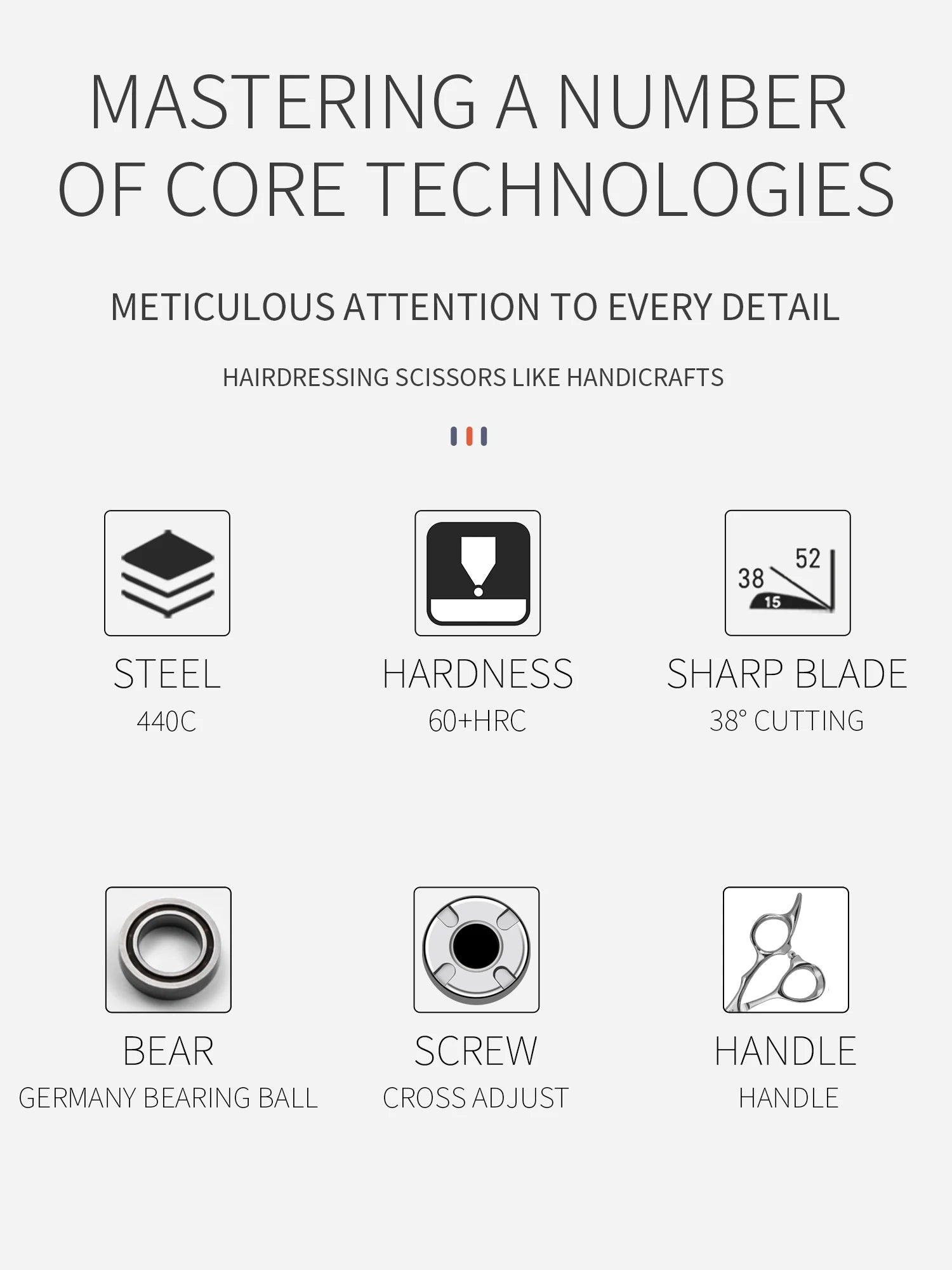 Titan Hairdressing Scissors 6-Inch Professional Barber Cutting & Thinning Shears