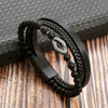 Classic Tiger Eye Beaded Multi-Layer Leather Bracelet for Men — Magnetic Clasp, Punk Style (19/21/23 cm | 7.5/8.3/9.1 in)