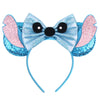 Disney Lilo & Stitch Mickey Mouse Ears Headband, Sequined 5-inch (12.7 cm) Bow Hairband for Women, Girls & Kids