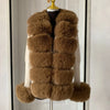 Women's Faux Fur Knit Cardigan with Faux Fox Fur Collar – Elegant Puff Sleeve Sweater Coat