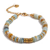 Colorful Natural Stone Beaded Bracelet - Handmade Stainless Steel Chain Bangle, Waterproof Boho Y2K Gift for Women