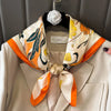 Silk-Feel Square Scarf 70 x 70 cm (27.6 x 27.6 in) Floral Satin Neckerchief – Women's Hair Band, Bandana & Wrap