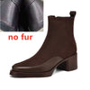 AIYUQI Women’s Genuine Leather & Cow Suede Pointed Toe Ankle Boots with Medium Chunky Square Heel and Platform