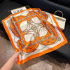 Luxury Square Silk-Feel Scarf 70 x 70 cm (27.6 x 27.6 in) Korean Fashion Floral Bandana Kerchief Wrap