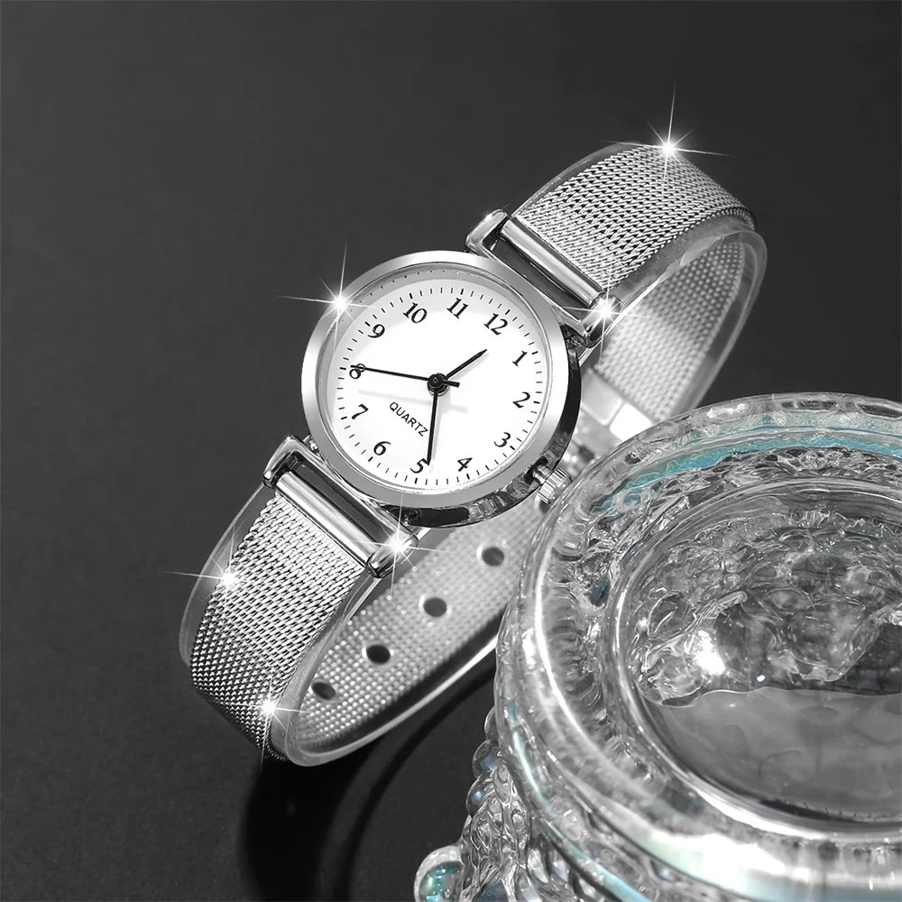 Women's Stainless Steel Bracelet Quartz Watch, Simple Roman Numeral Dial Casual Dress Wristwatch