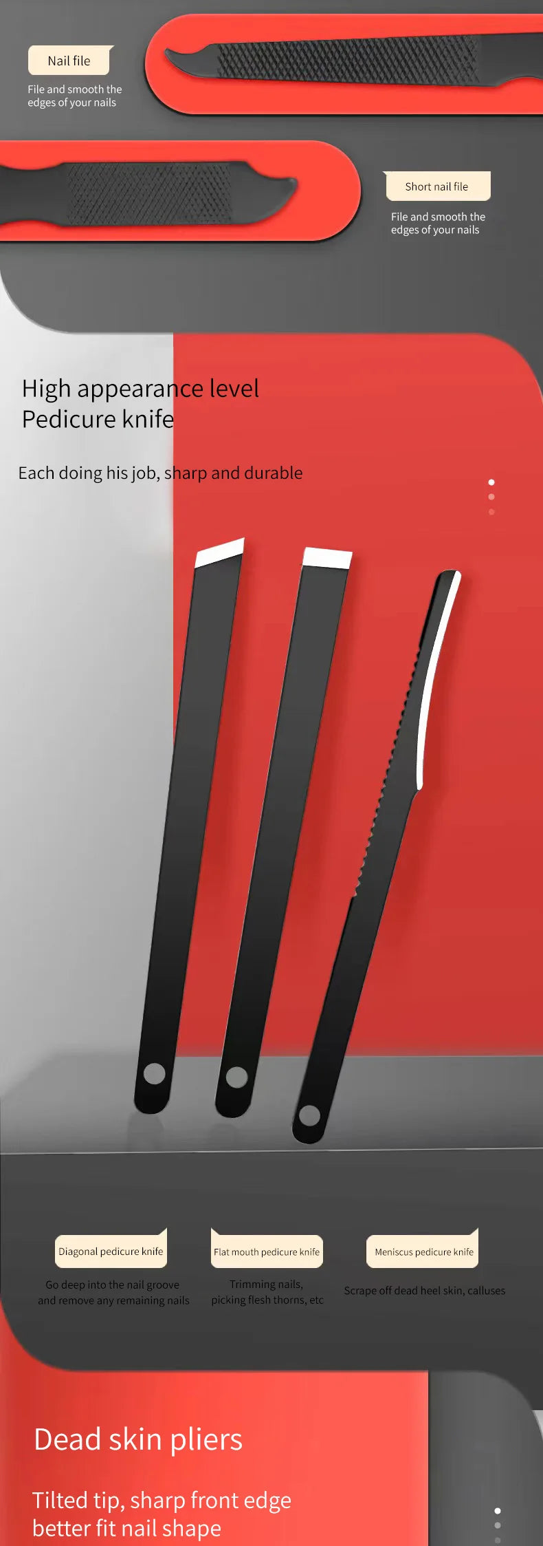 Black & Red Nail Clipper Set – Stainless Steel Manicure & Pedicure Tool Kit, Multi-Pack (4/7/10/12/16/18/24 Sets)