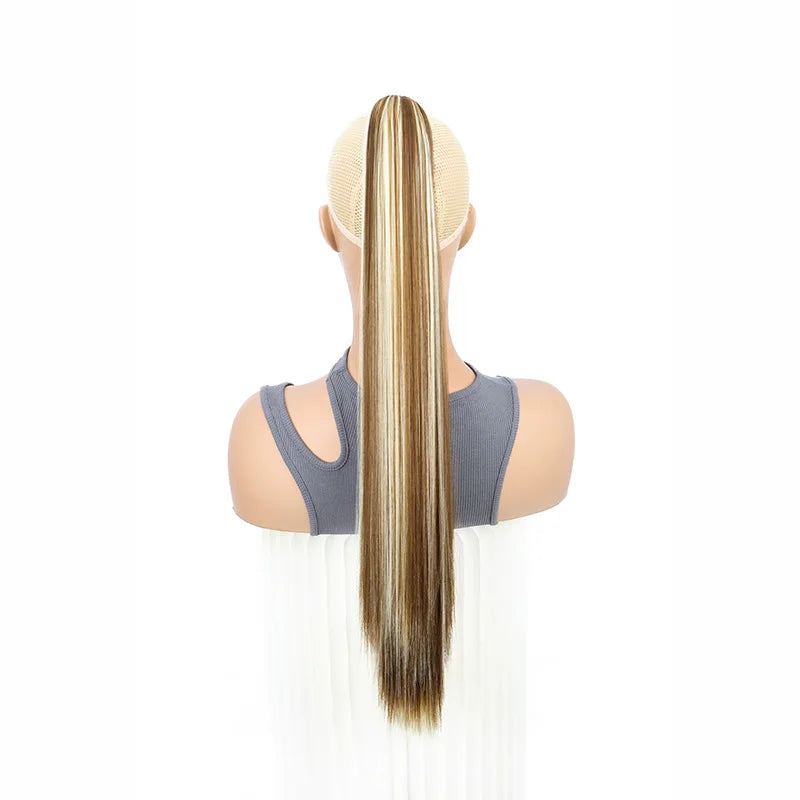 24-Inch (61 cm) Clip-In Straight Ponytail Hair Extension, Heat-Resistant Synthetic Claw Clip for Women, Blonde/Black