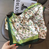 70 x 70 cm (27.6 x 27.6 in) Floral Satin-Look Polyester Square Scarf - Women's Headscarf, Hijab, Hair Band & Wrist Wrap