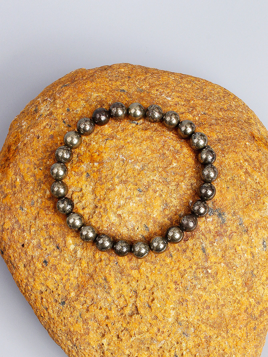 Natural Pyrite Bead Bracelet Unisex Healing Stone Jewelry for Wealth Abundance and Protection