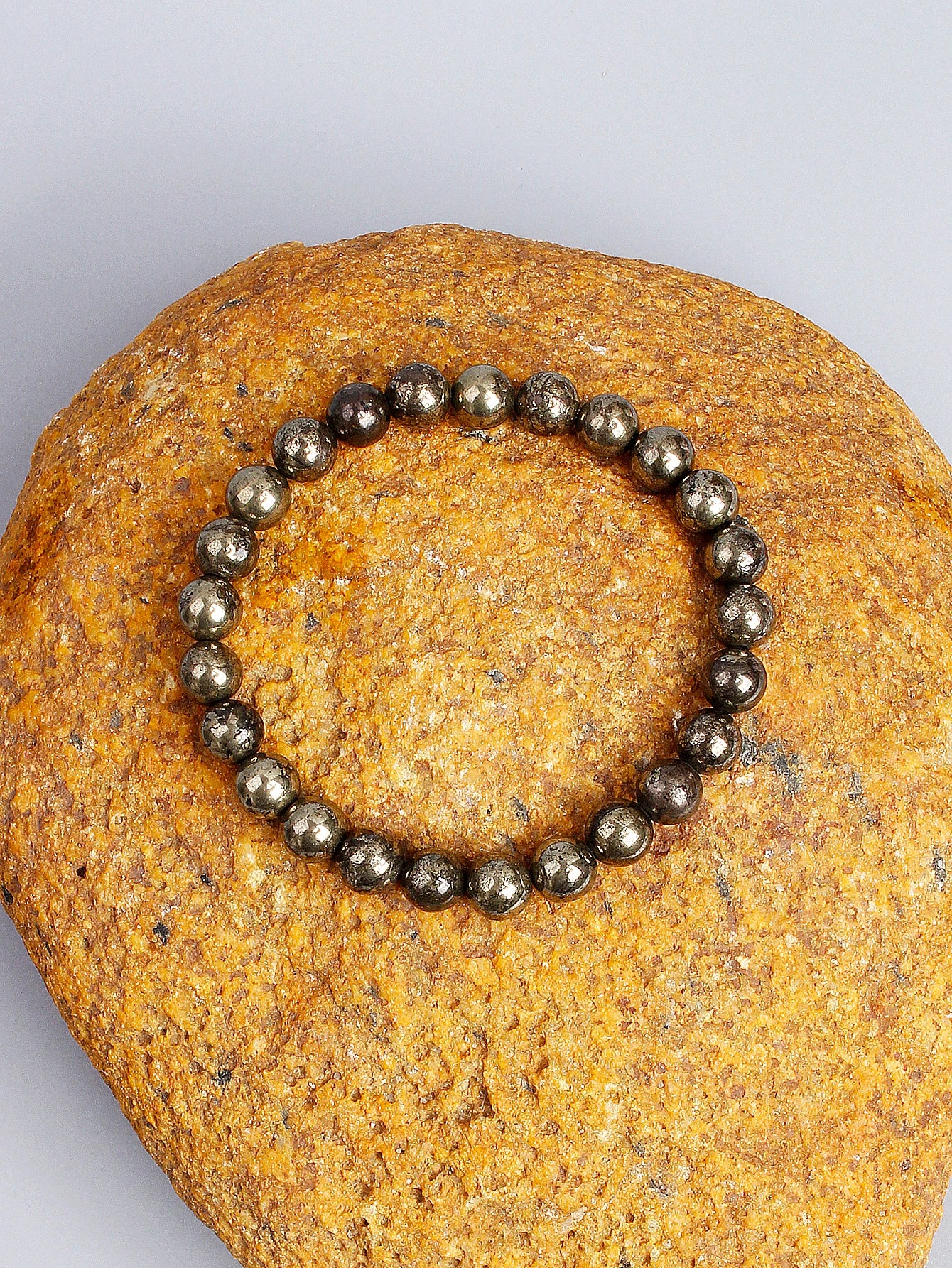 Natural Pyrite Bead Bracelet Unisex Healing Stone Jewelry for Wealth Abundance and Protection