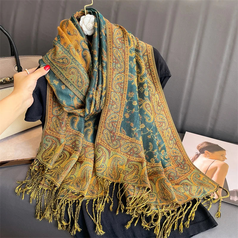 Cashmere-Feel Pashmina Shawl – Women's Warm Winter Scarf Wrap, 70 x 190 cm (27.6 x 74.8 in)