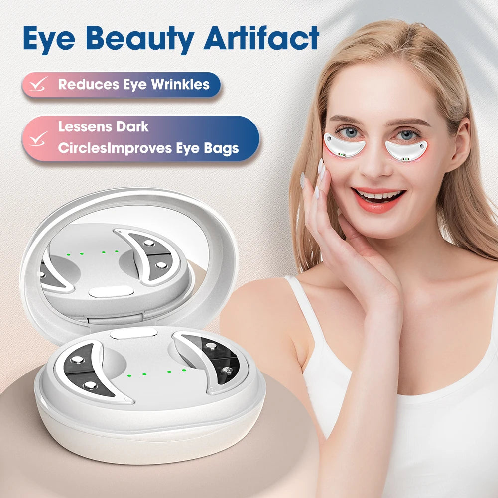 Microcurrent Eye Massager with 660nm Red Light – USB-C Rechargeable Pulse, Heat & Vibration Therapy for Dark Circles, Eye Bags & Fine Lines