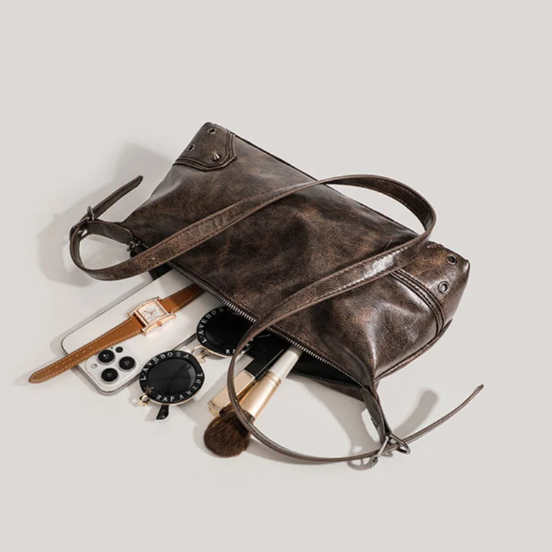 PU Leather Baguette Bag – Women's Zipper Shoulder & Crossbody Handbag for Everyday Use & Gifts