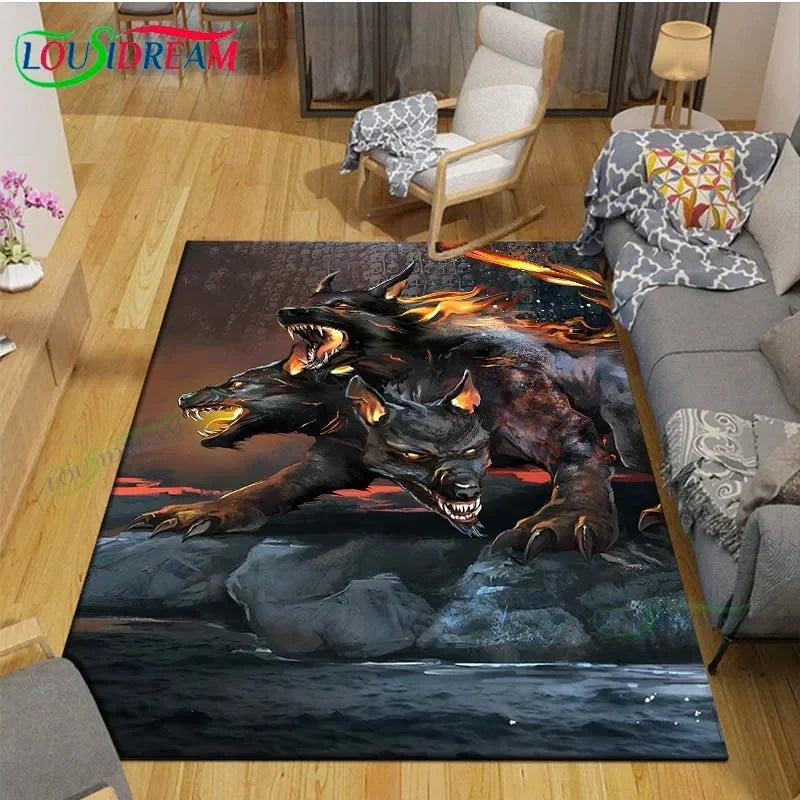 3D Mythical Beast Printed Area Rug Anti-Slip Polyester Carpet for Living Room, Kids Bedroom & Yoga Mat — Multiple Sizes (23.6×15.7–90.5×63 in / 60×40–230×160 cm)