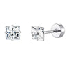2-Pack Stainless Steel Heart & Moon Screw-Back Stud Earrings for Tragus & Cartilage Piercing, Silver
